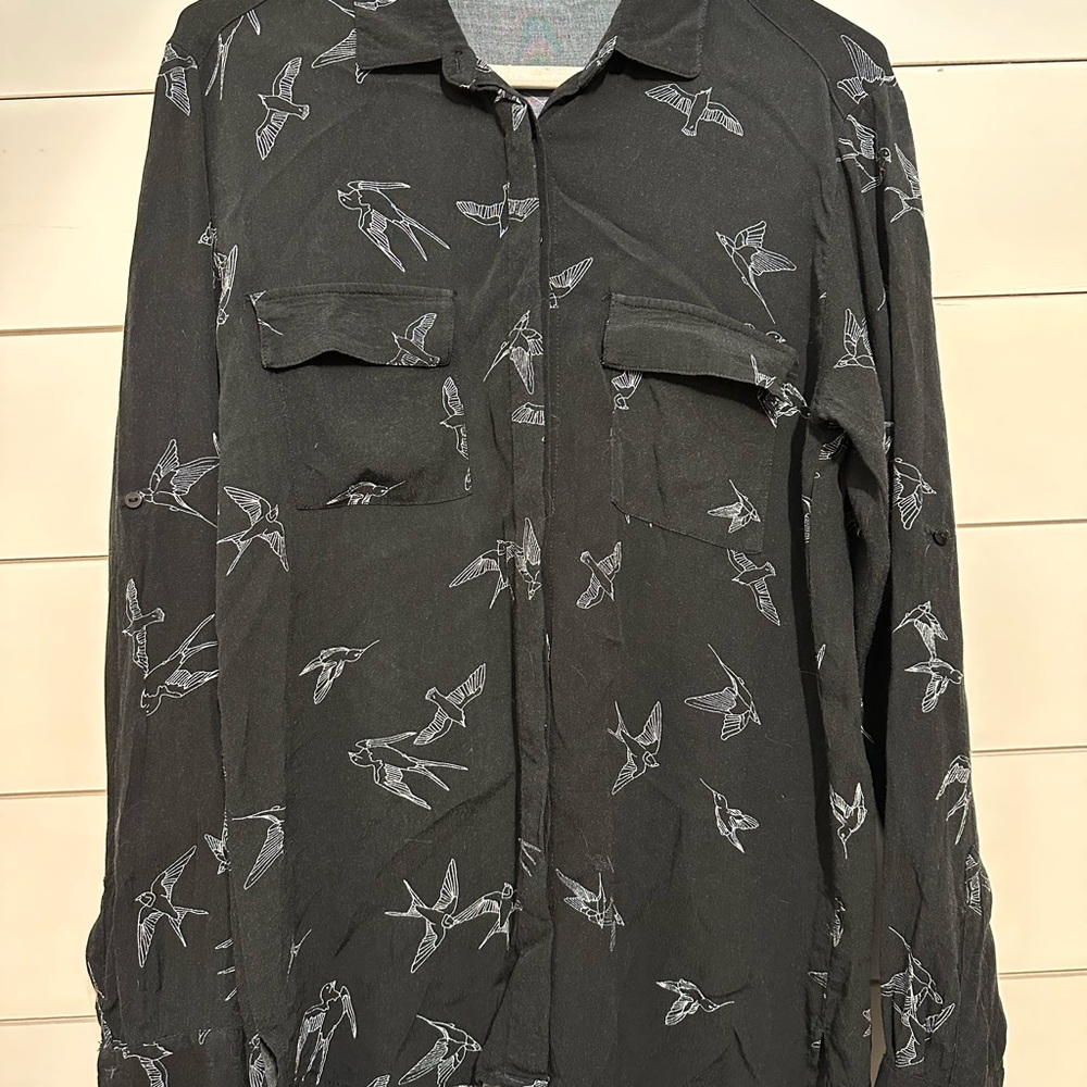 Zara Black Bird Pattern Women’s Shirt